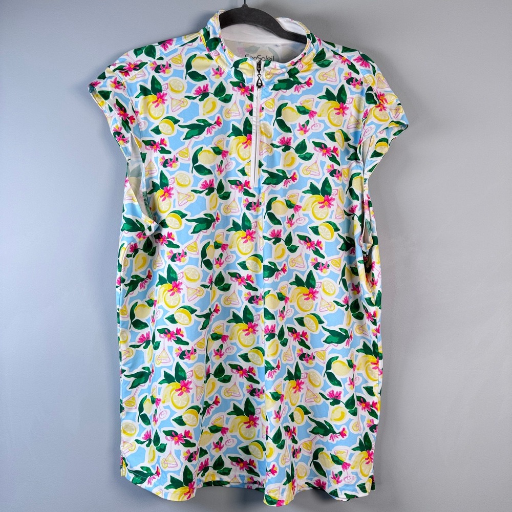 Sansoleil Women's XXL Lemons UPF 50 Outdoor Golf Swim Shirt